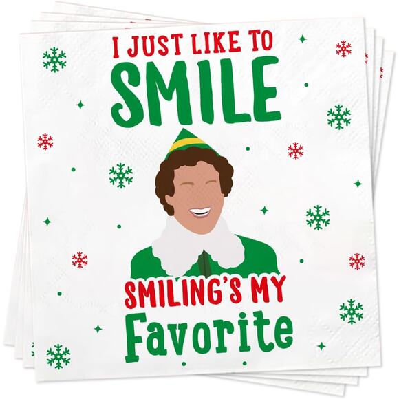 Elf Christmas Funny Cocktail Napkins 50 Pack Buddy The Elf Merch - Picture 1 of 5